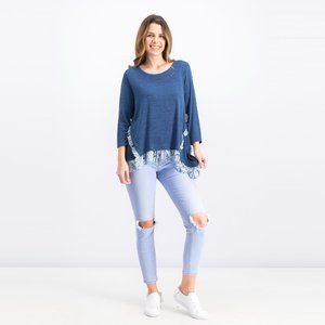 Style & Co | Blue Long Sleeve Top Ruffled M NWT